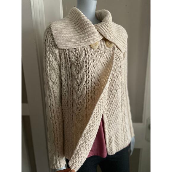 CASLON Cream Cable Knit Fisherman Sweater sz S - Picture 2 of 12